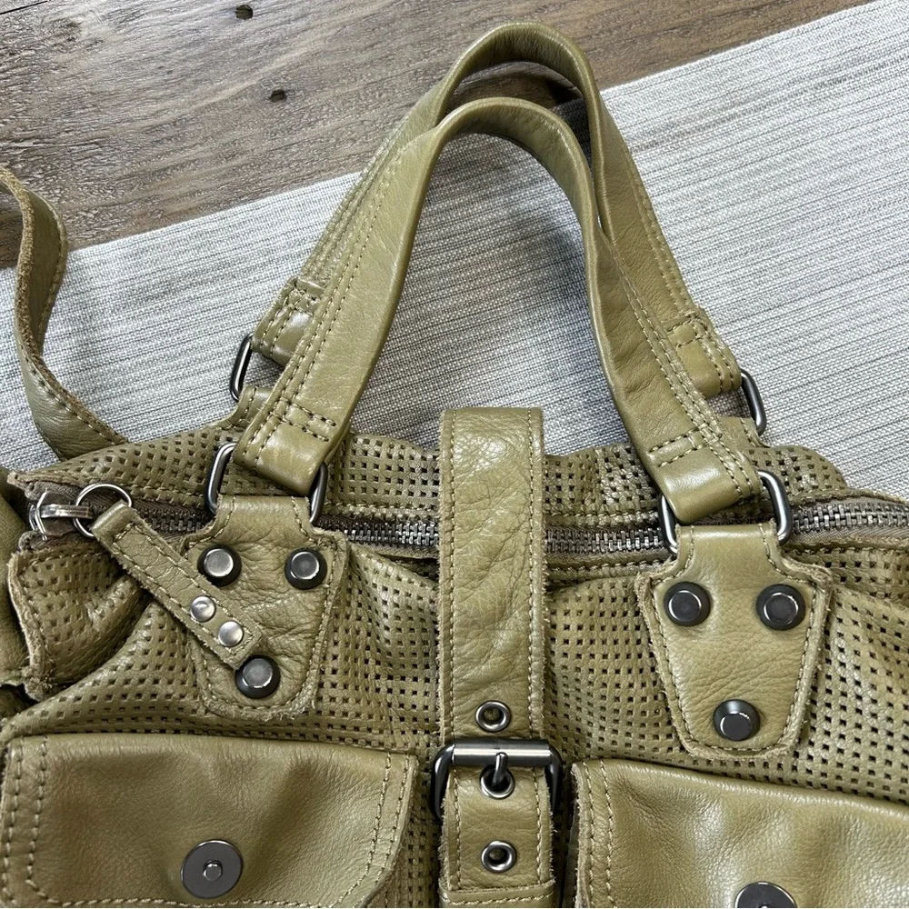 Linea Pelle Soft Leather Olive Green Messenger Bag
